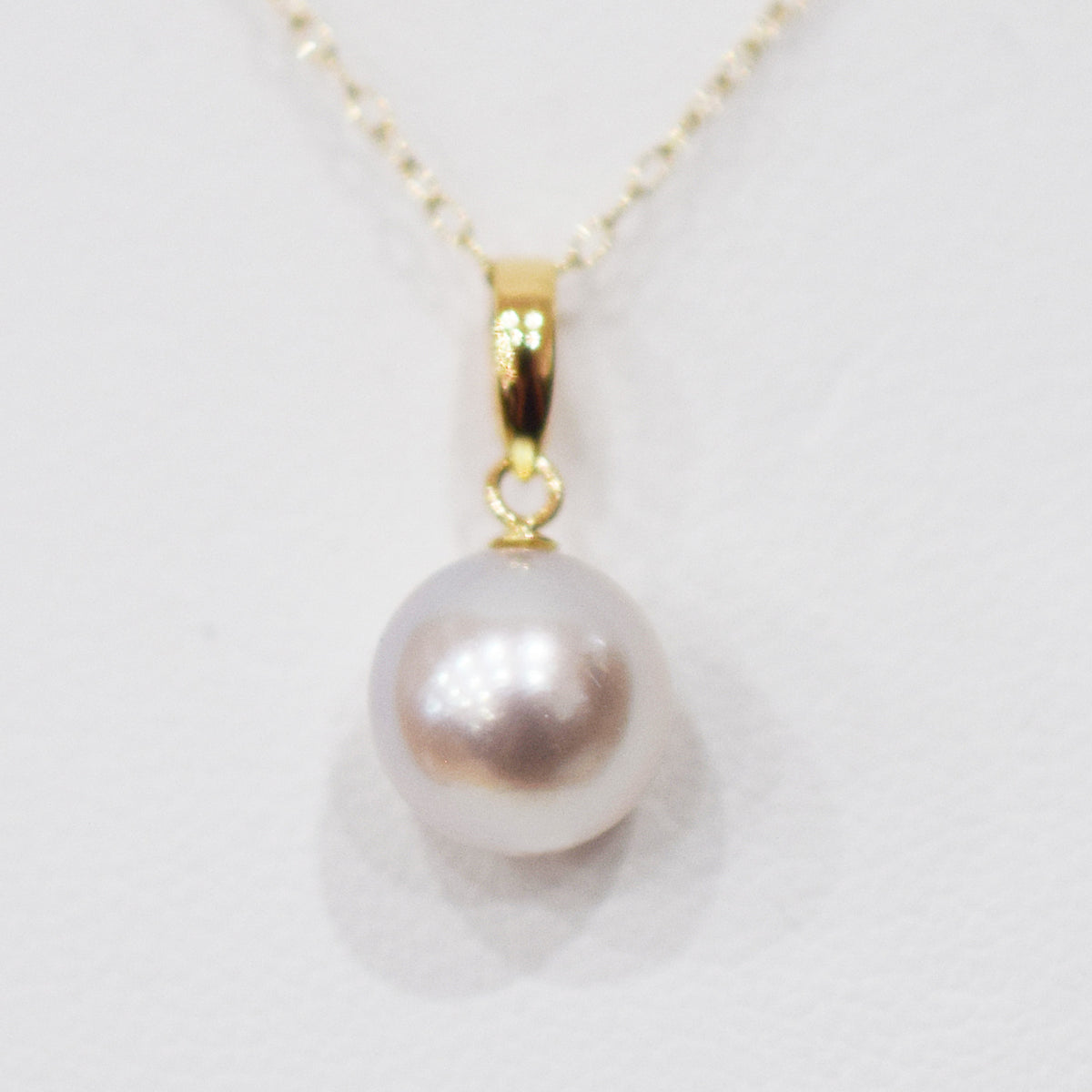 【K10 / K18】Rare Natural color 7.5mm - 8.5mm pendant necklace Akoya Pearl Real Japan Seawater pearl reenspearl akoyapearl 日本産 熊本 天草