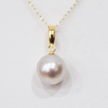 【K10 / K18】Rare Natural color 7.5mm - 8.5mm pendant necklace Akoya Pearl Real Japan Seawater pearl reenspearl akoyapearl 日本産 熊本 天草
