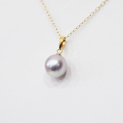 【K10 / K18】Rare Natural color 7.5mm - 8.5mm pendant necklace Akoya Pearl Real Japan Seawater pearl reenspearl akoyapearl 日本産 熊本 天草