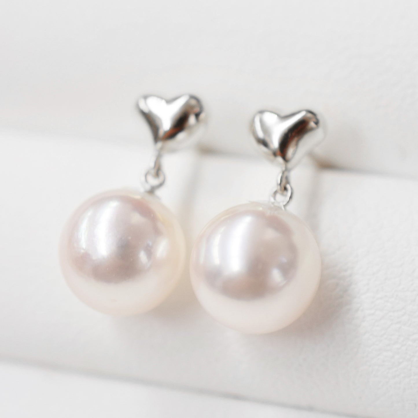 【K18YG / K14WG / K18PG】Hanadama rank White pink 7.5mm - 8.5mm Real Akoya Pearl heart K18YG Earrings Japan 1pair akoyapearl Japanese Seawater reenspearl あこや 真珠 日本 天草