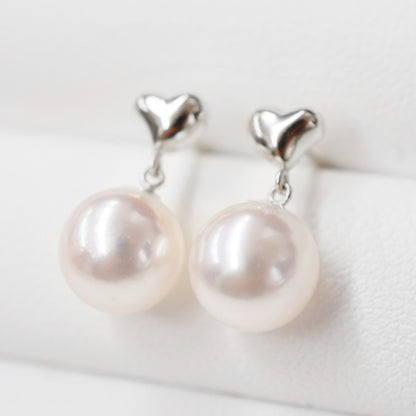 【K18YG / K14WG / K18PG】Hanadama rank White pink 7.5mm - 8.5mm Real Akoya Pearl heart K18YG Earrings Japan 1pair akoyapearl Japanese Seawater reenspearl あこや 真珠 日本 天草