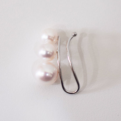 【SV925】Hanadama rank White pink 5.5mm - 7.5mm akoya pearl Ear Cuff Seawater Japan Japanese 真珠 あこや