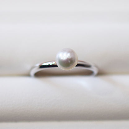 Hanadama rank 5.5mm - 6.5mm White pink Ring Sea Real Akoya Pearl From Japan 1pc pearl SV925 Silver reenspearl akoyapearl ring