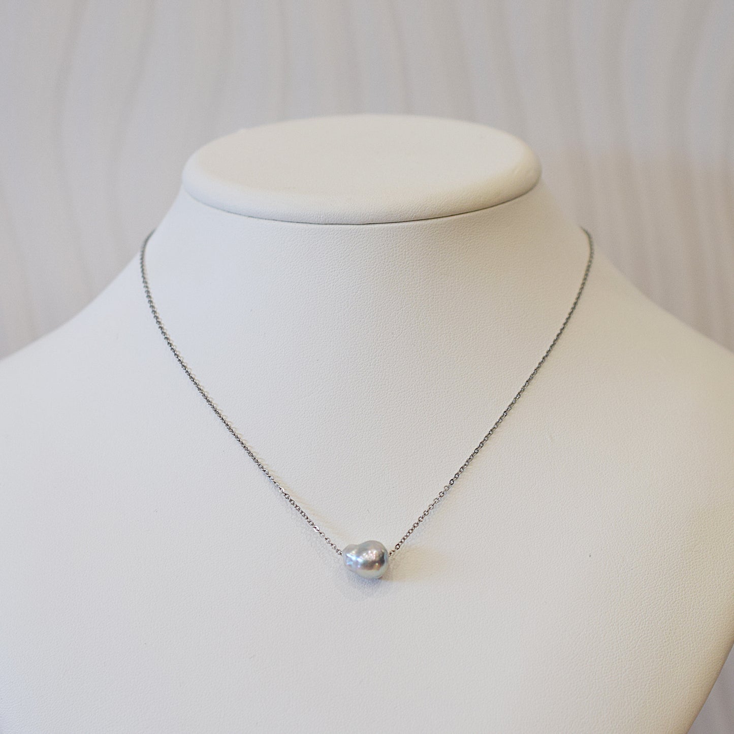 Actual product 10.8mm Necklace Natural color Seawater Real akoya Pearl Baroque Surgical Stainless Steel Japan reenspearl