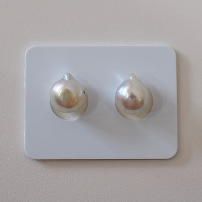 Actual product Natural color akoya pearl Baroque pearl 10mm - 10.5mm 18K 14K Surgical Stainless Steel stud Earrings Japan