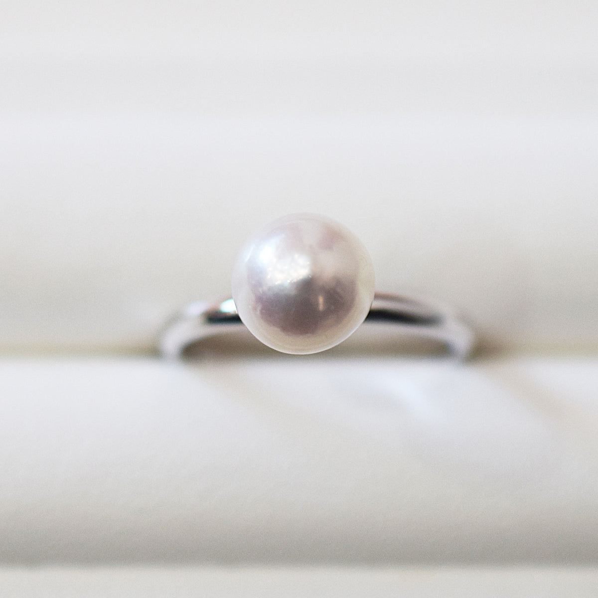Hanadama rank 7.5mm - 8.5mm White pink Ring Sea Real Akoya Pearl From Japan 1pc pearl SV925 Silver reenspearl akoyapearl ring
