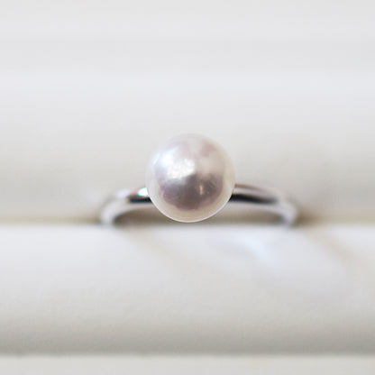Hanadama rank 7.5mm - 8.5mm White pink Ring Sea Real Akoya Pearl From Japan 1pc pearl SV925 Silver reenspearl akoyapearl ring