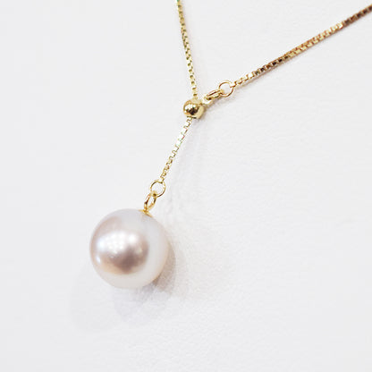 【K10YG / K10WG / K18YG / Pt850】Rare Natural color rank 8mm - 8.5mm Venetian chain Necklace Akoyapearl Japan あこや 真珠