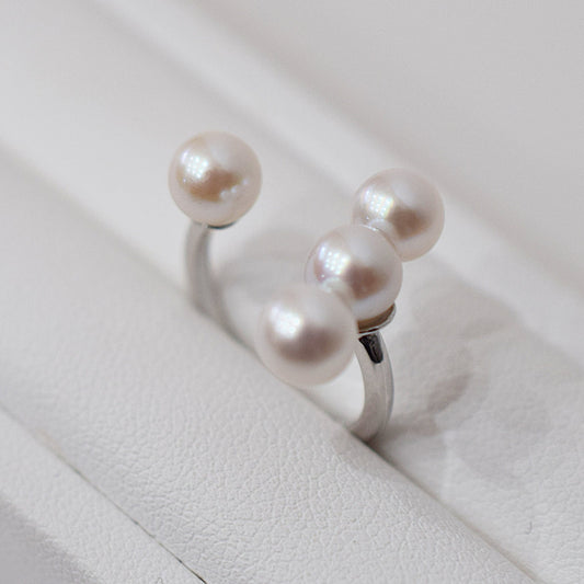 Actual product Rare White pink 6mm - 6.5mm Ring Sea Real Akoya Pearl From Japan SV925 Silver reenspearl akoyapearl