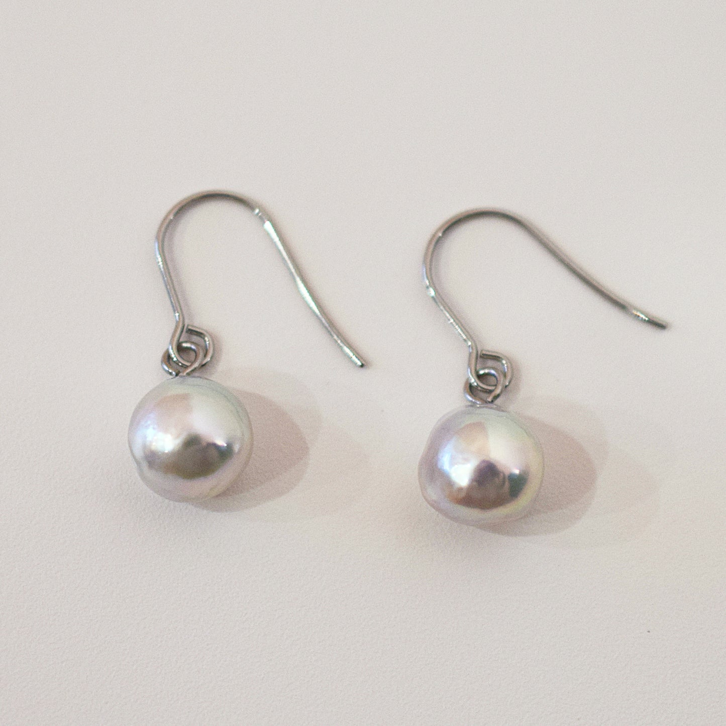 Actual product Natural color akoya Baroque pearl 10mm - 10.5mm Surgical Stainless Steel Seawater Akoya Pearl Hook Earrings Japan