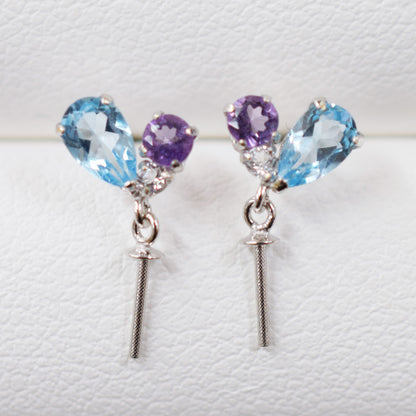Only metal fittings K14WG stud earring Metal fitting Semi-precious stone Recommended for pearls under 9.5mm