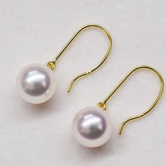Hanadama rank White pink 7.5mm - 8.5mm Hook earrings Seawater Real Akoya Pearl Japan anniversary Earring 18K Japanese Wedding 日本 天草