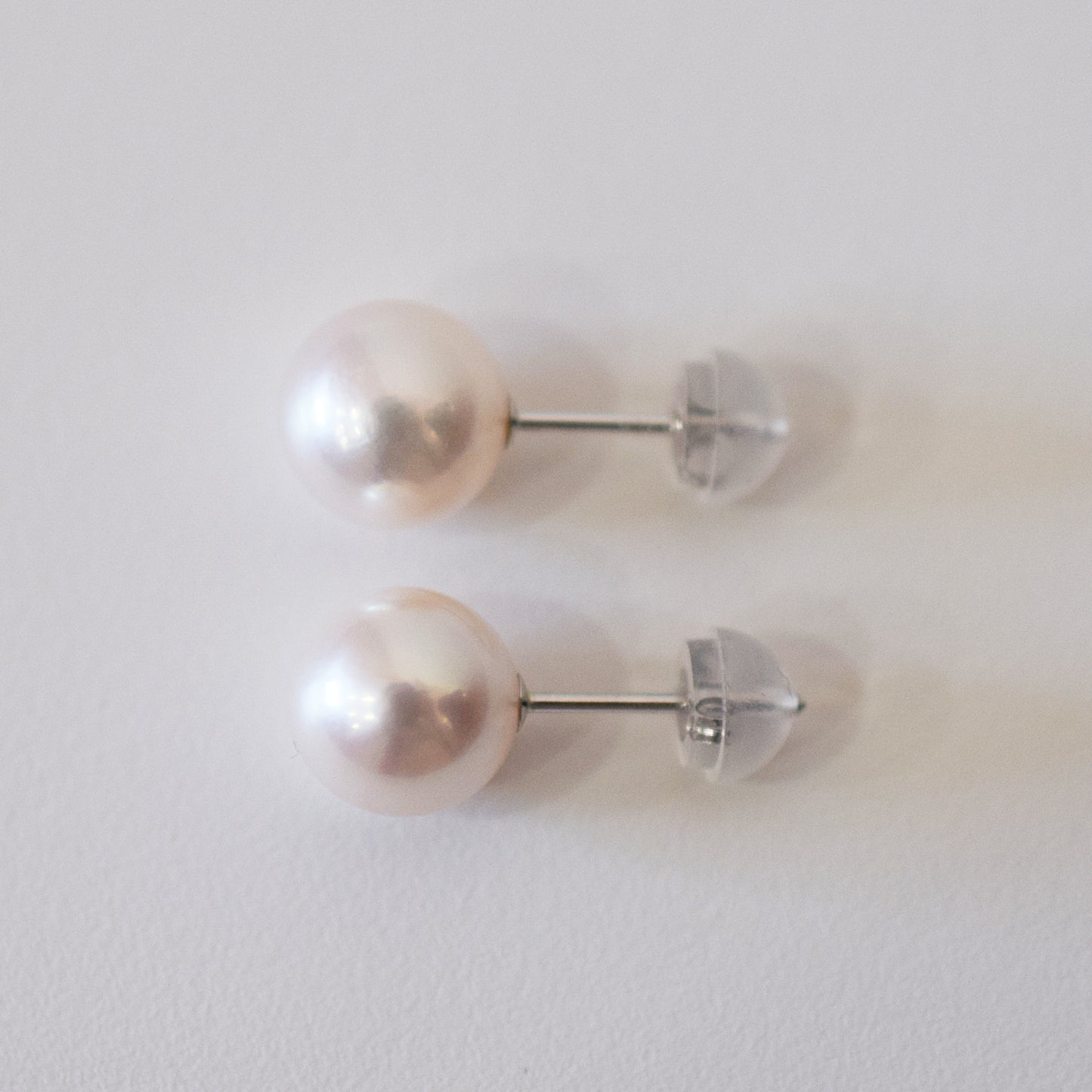 Actual product Whitepink 7.5mm - 8mm Seawater Akoya Pearl Stud Earring K14WG From Japan Japanese Seawater reenspearl