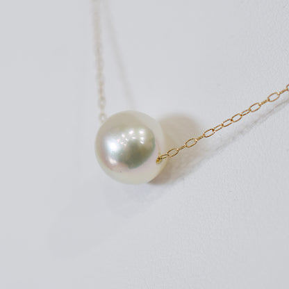 <SALE> Limited to actual item Natural color 9mm - 9.5mm Semi - Round K10YG necklace Seawater Real Akoya Pearl Japan