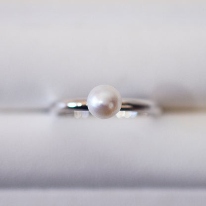 Hanadama rank 5.5mm - 6mm White pink Ring Sea Real Akoya Pearl From Japan 1pc pearl SV925 Silver reenspearl akoyapearl ring