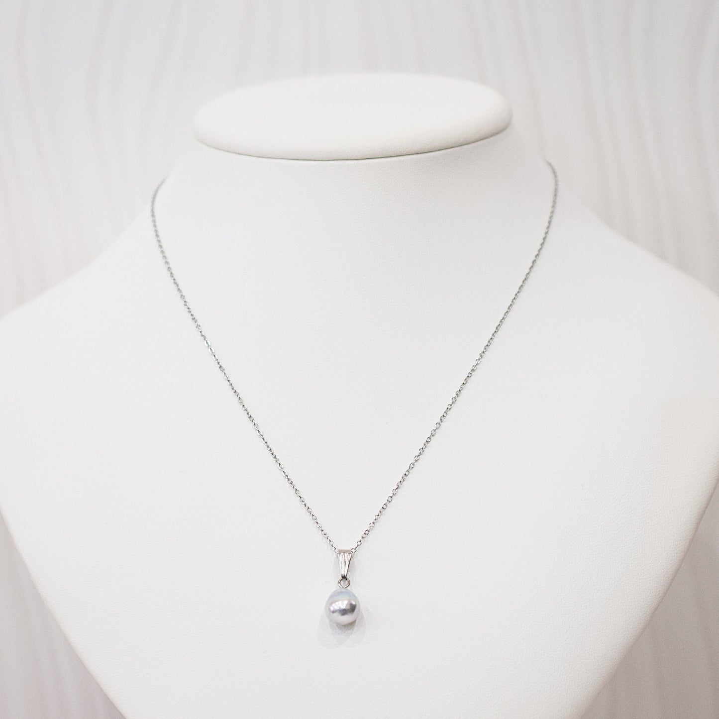 Actual product 9.5mm pendant Necklace Natural color Seawater Real akoya Pearl Baroque Surgical Stainless Steel Japan reenspearl