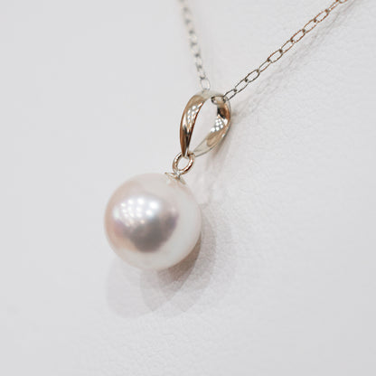 【K18YG / K18WG】Tennyo color White pink 8mm - 8.5mm pendant necklace Akoya Pearl Real Japan Seawater pearl reenspearl akoyapearl