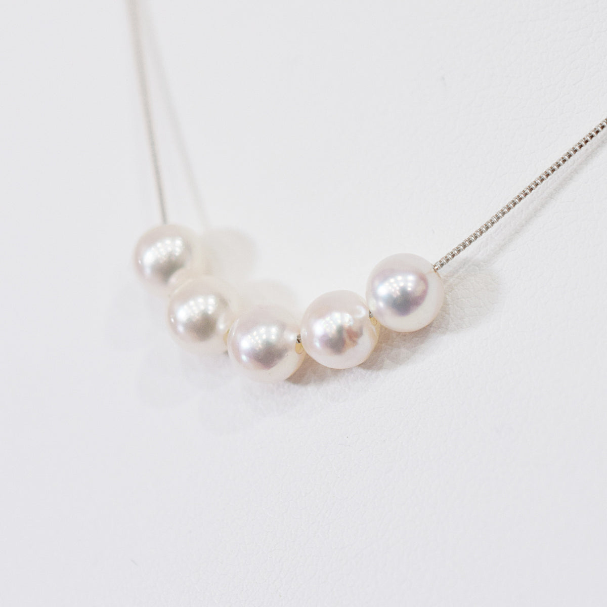 【K10 / K18】Rare White pink 5.5mm - 6.5mm Seawater Real 5pc Akoya Pearl necklace AkoyaPearl Japan あこや 真珠