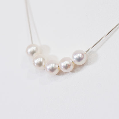 【K10 / K18】Rare White pink 5.5mm - 6.5mm Seawater Real 5pc Akoya Pearl necklace AkoyaPearl Japan あこや 真珠