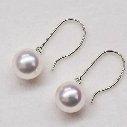 Hanadama rank White pink 7.5mm - 8.5mm Hook earrings Seawater Real Akoya Pearl Japan anniversary Earring 14K Japanese Wedding 日本 天草