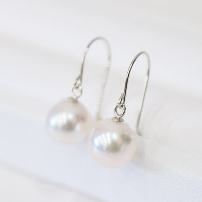 【K10 / K14 / K18】Hanadama rank White pink 7.5mm - 8.5mm Hook earrings Seawater Real Akoya Pearl Japan anniversary Earring Japanese Wedding Ssize 日本 天草