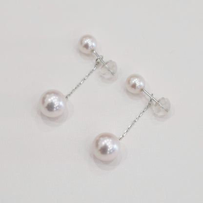【K18YG / K14WG】 Rare White Pink 5.5mm × 8mm earrings Real Seawater Akoya Pearl Japan reenspearl Akoyapearl both ears japanese あこや 真珠
