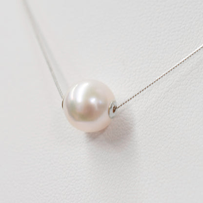 【K10YG / K10WG / K18YG / K18WG】Rare Whitepink 9mm - 9.5mm Seawater Real Akoya Pearl necklace pendant AkoyaPearl Japan
