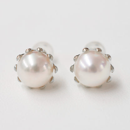 【K18YG / K14WG】 Hanadama rank White pink 8mm - 8.5mm Sea Real Akoya Pearl Earring Japan 1pair Japanese reenspearl birthday