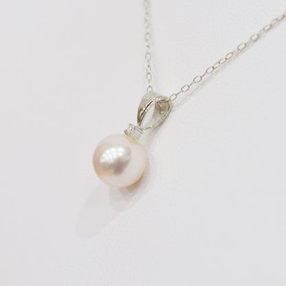 Hanadama rank White pink 8mm - 9.5mm Diamond 14K pendant necklace Akoya Pearl Real Japan Seawater pearl SIKC420 SIK00031