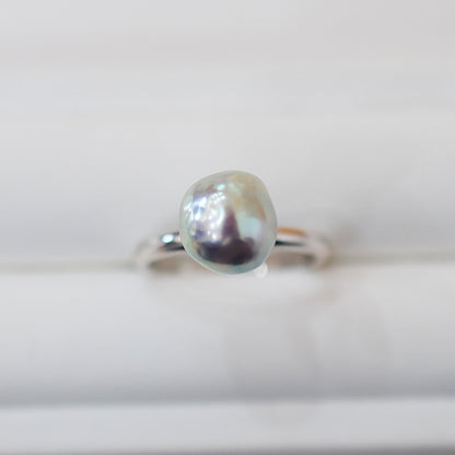 ［You can choose the pearl］Akoya Baroque pearl 8mm - 9mm Natural color Ring Sea Real akoya pearl From Japan 1pc pearl SV925 Silver reenspearl akoyapearl ring