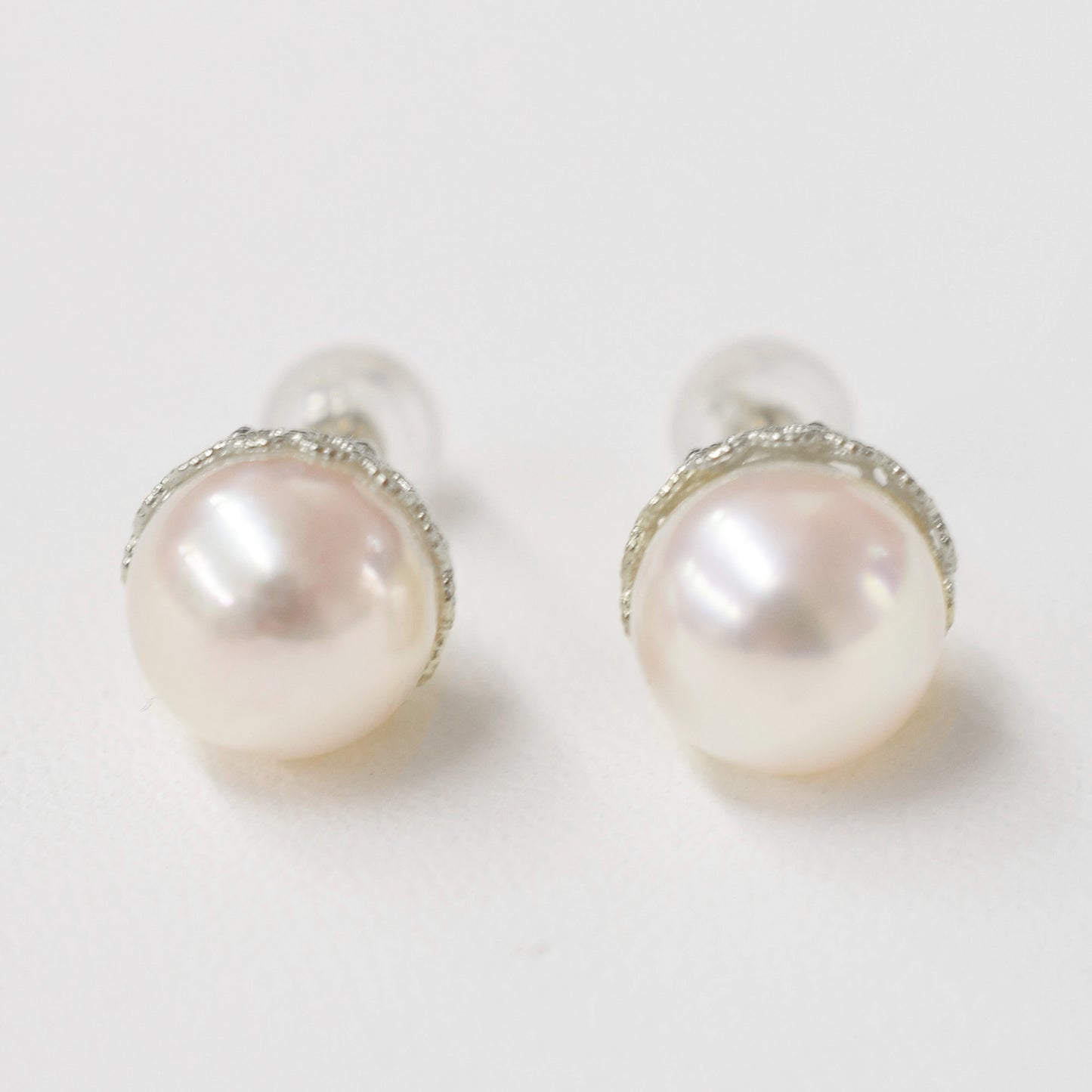 【K18YG / K14WG】Hanadama rank White pink 8mm - 8.5mm Sea Real Akoya Pearl Earring Japan 1pair Japanese reenspearl birthday あこや 真珠