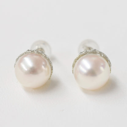 【K18YG / K14WG】Hanadama rank White pink 8mm - 8.5mm Sea Real Akoya Pearl Earring Japan 1pair Japanese reenspearl birthday あこや 真珠