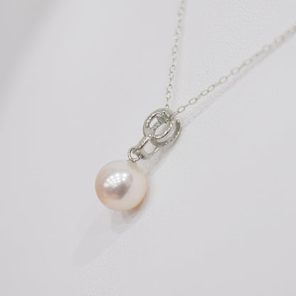 【K18YG / K18WG】Hanadama rank White pink 8mm - 9.5mm Diamond pendant necklace Akoya Pearl Real Japan Seawater pearl