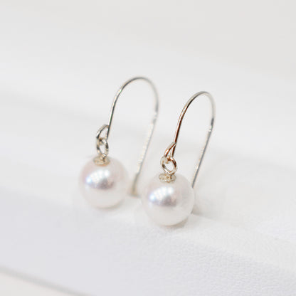 【K10 / K14 / K18】Hanadama rank White pink 5.5mm - 6mm Hook earrings Seawater Real Akoya Pearl Japan anniversary Earring Japanese Wedding Ssize 日本 天草
