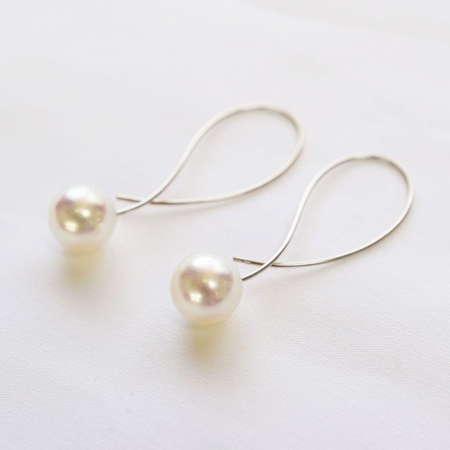 Hanadama rank 7.5mm - 9.5mm Whitepink Earrings K14WG Real Akoya Pearl Japan Akoyapearl