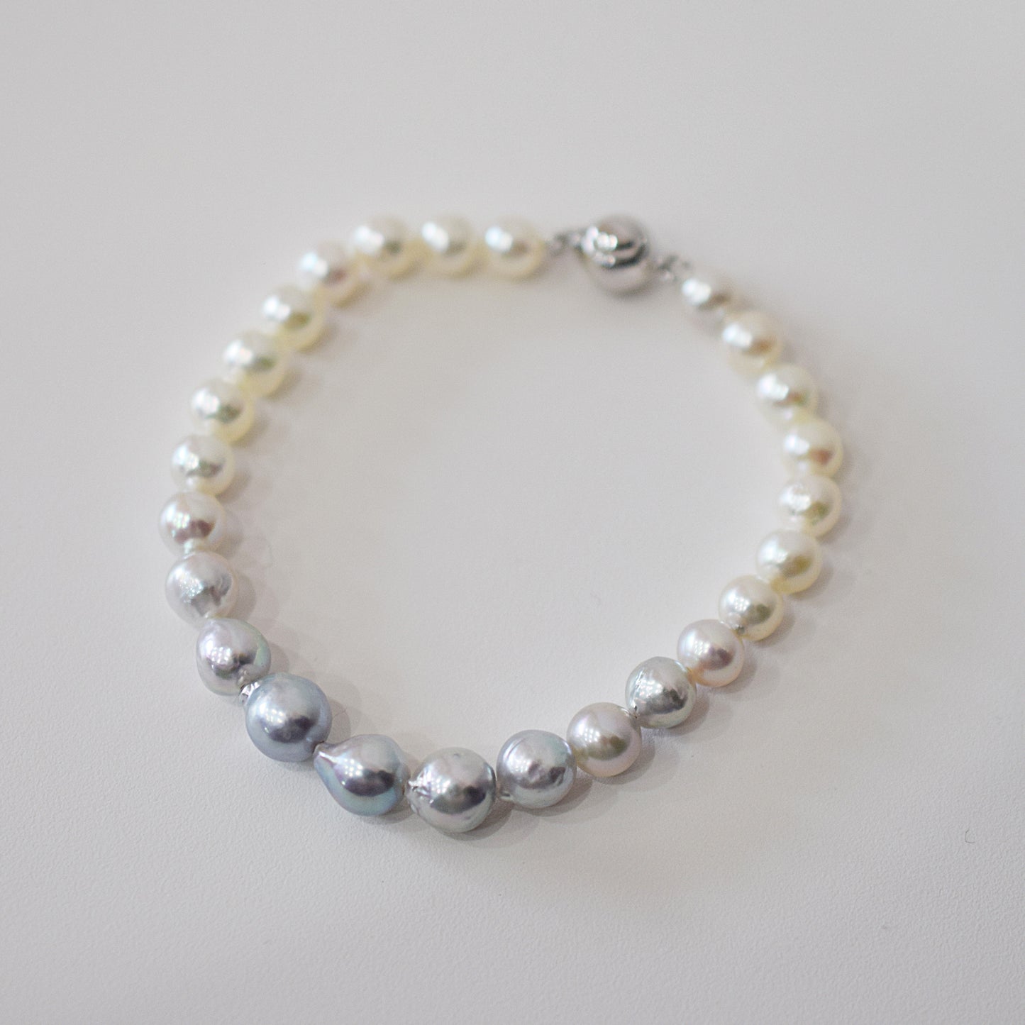 Actual product 6mm - 7.5mm Natural color Baroque Akoya Pearl Bracelet 7.08inch Japan AkoyaPearl SV925 Wedding Japanese Seawater