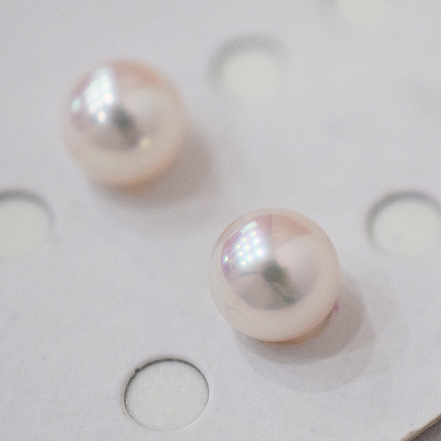 AAA rank 8mm - 8.5mm White pink tennyo color Akoya Pearl Earring Japan Japanese Seawater pearl reenspearl 18K 14K akoyapearl 1pair 2pc