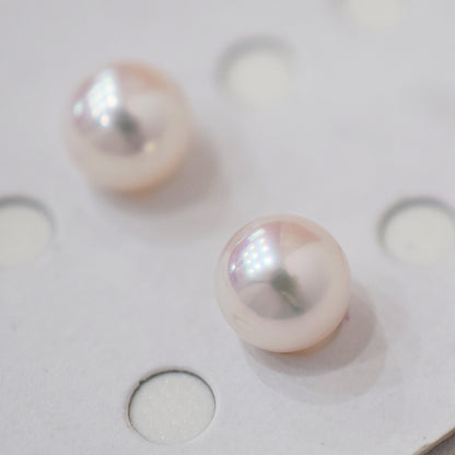 AAA rank 8mm - 8.5mm White pink tennyo color Akoya Pearl Earring Japan Japanese Seawater pearl reenspearl 18K 14K akoyapearl 1pair 2pc