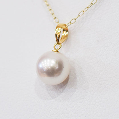 【K18YG / K18WG】Tennyo color White pink 7.5mm - 8mm pendant necklace Akoya Pearl Real Japan Seawater pearl reenspearl akoyapearl