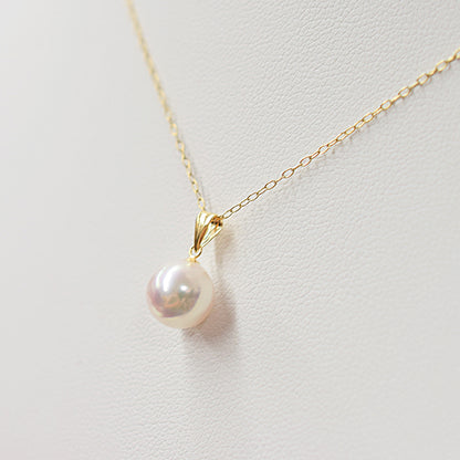 AAA Aurora Tennyo color 8mm - 8.5mm seawater Real Akoya Pearl 18K 10K YG Pendant Necklace Japan Wedding anniversary birthday 真珠 あこや