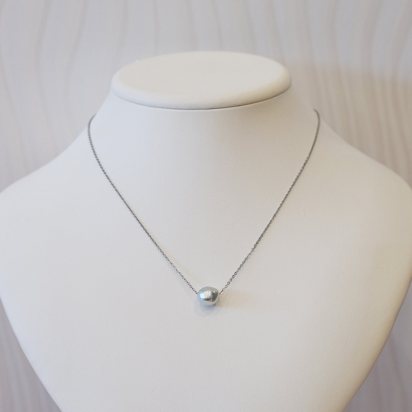 Actual product 10mm Necklace Natural color Seawater Real akoya Pearl Baroque Surgical Stainless Steel Japan reenspearl