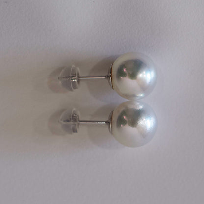 Actual product Whitepink 9mm - 9.5mm Seawater Akoya Pearl Stud Earring K14WG From Japan Japanese Seawater reenspearl