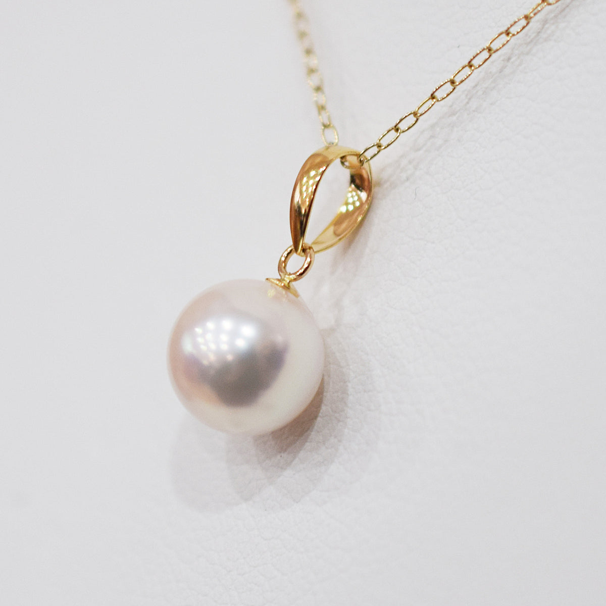 【K18YG / K18WG】Tennyo color White pink 8mm - 8.5mm pendant necklace Akoya Pearl Real Japan Seawater pearl reenspearl akoyapearl