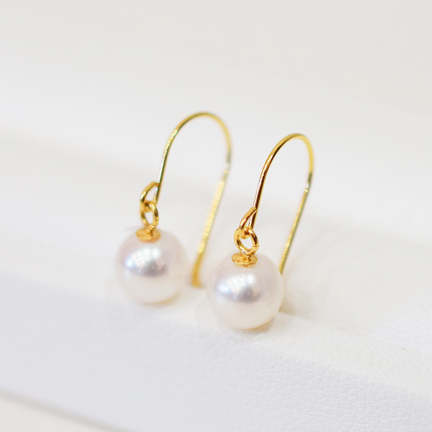 【K10 / K14 / K18】Hanadama rank White pink 5.5mm - 6mm Hook earrings Seawater Real Akoya Pearl Japan anniversary Earring Japanese Wedding Ssize 日本 天草