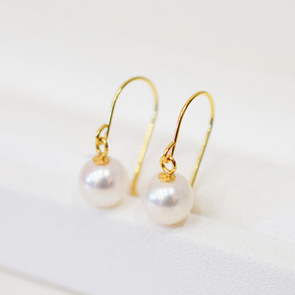 【K10 / K14 / K18】Hanadama rank White pink 5.5mm - 6mm Hook earrings Seawater Real Akoya Pearl Japan anniversary Earring Japanese Wedding Ssize 日本 天草