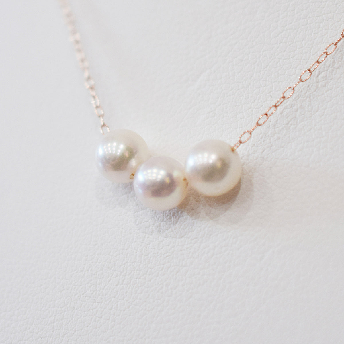 【 K10 / K18 】Rare White pink 5.5mm - 6.5mm Seawater Real Akoya Pearl 3pc necklace AkoyaPearl Japan あこや 真珠