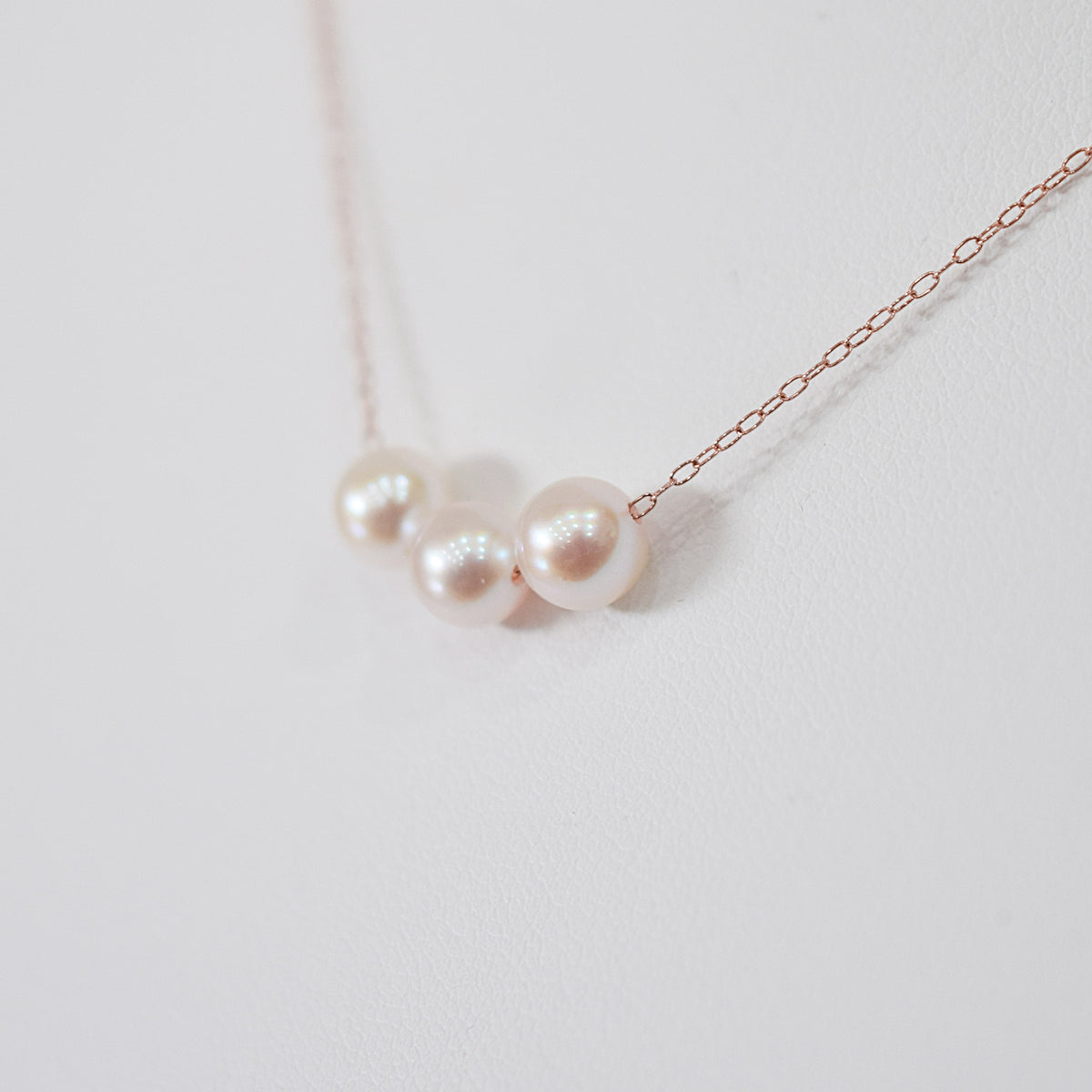 【 K10 / K18 】Rare White pink 5.5mm - 6.5mm Seawater Real Akoya Pearl 3pc necklace AkoyaPearl Japan あこや 真珠