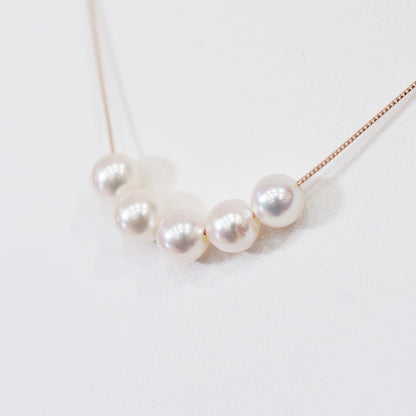【K10 / K18】Rare White pink 5.5mm - 6.5mm Seawater Real 5pc Akoya Pearl necklace AkoyaPearl Japan あこや 真珠