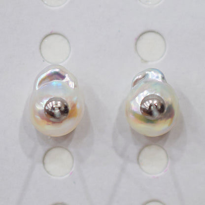 Limited to actual item Natural color akoya Baroque pearl 11mm - 11.5mm Surgical Stainless Steel Seawater Akoya Pearl Stud Earrings Japan