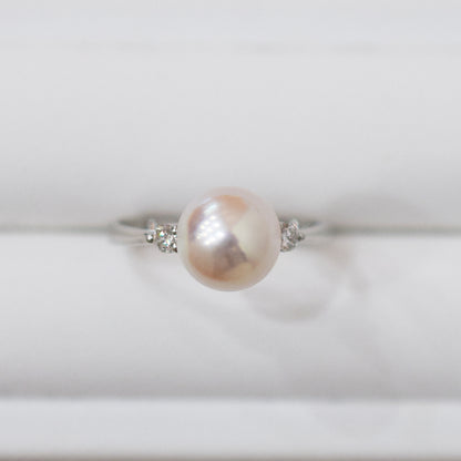 Actual product Rare White pink 8mm - 8.5mm Ring Sea Real Akoya Pearl From Japan Pt900 reenspearl akoyapearl